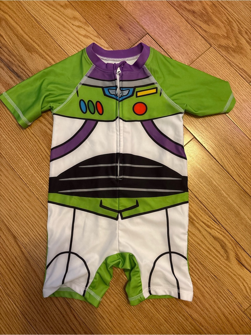 Disney Buzz Lightyear Green White Purple Kids One-Piece Swimsuit